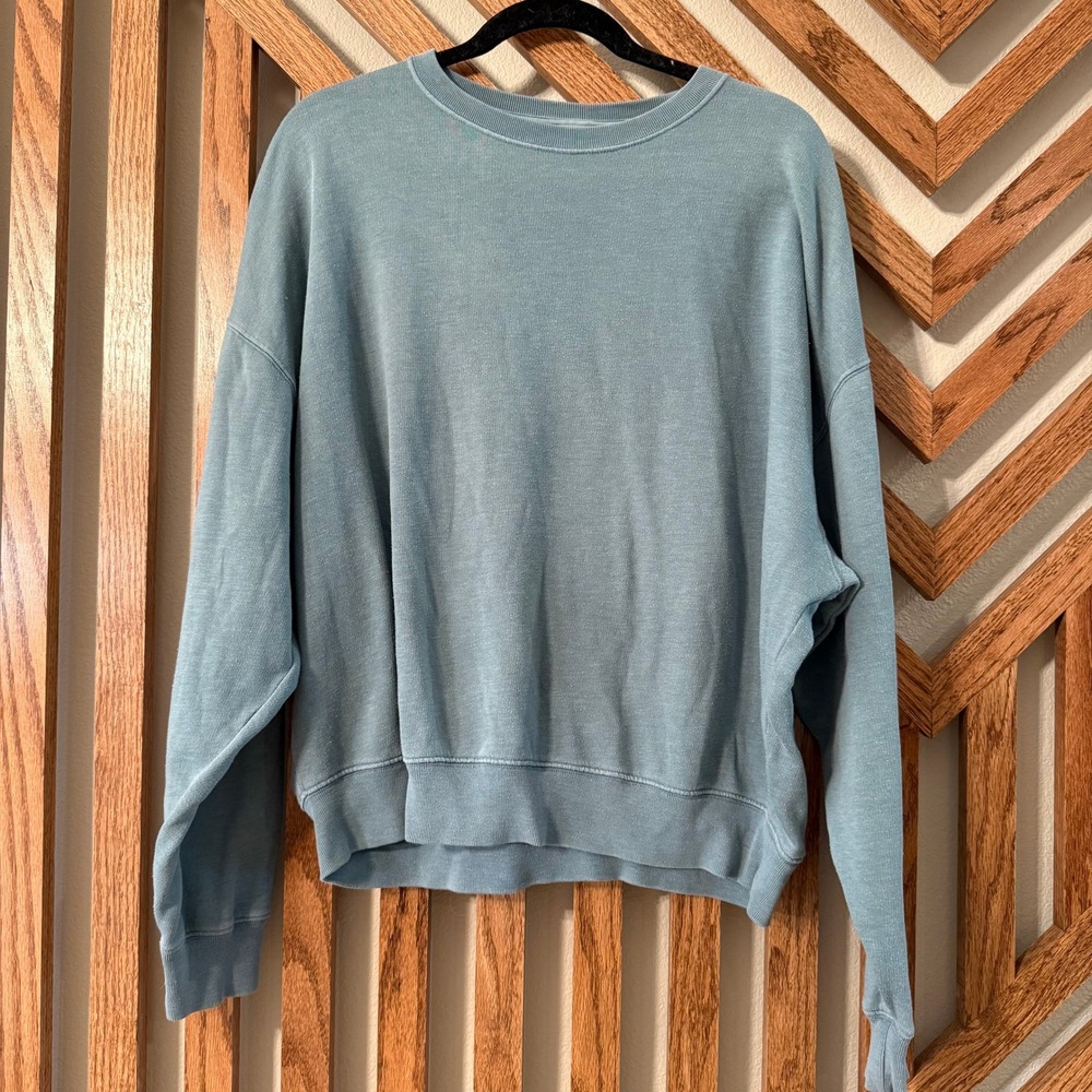 Oversized Minimalist PINK Victoria's Secret Sweatshirt S Washed Blue Teal
